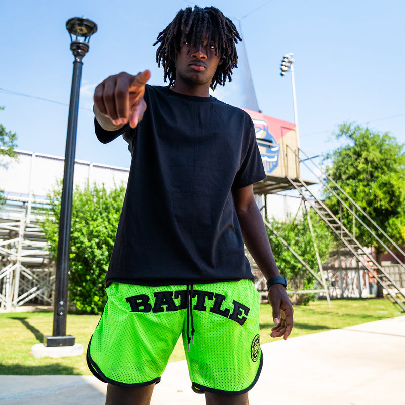 Worldwide Football Brand Patch Mesh Shorts by Battle Sports