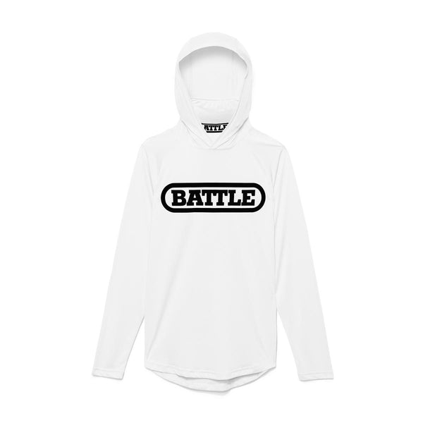 White; Light Action Face Mask Hoodie by Battle Sports